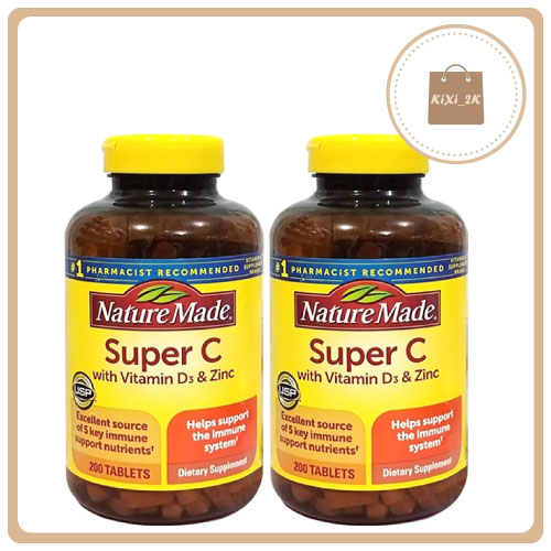 Viên uống tăng cường miễn dịch Super C With D3 & Zinc 200v Mỹ