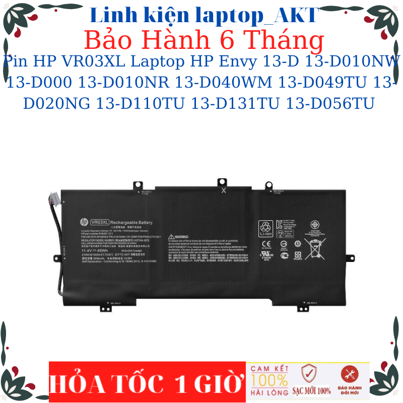 Pin hp vr03xl laptop hp envy 13-d 13-d010nw 13-d000 13-d010nr 13-d040wm 13-d049tu 13-d020ng 13-d110tu 13-d131tu 13-d056tu hstnn-ib7e tpn-c120