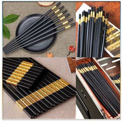 Bộ 10 đôi đũa mạ vàng, đũa hợp kim chống mốc hàn quốc