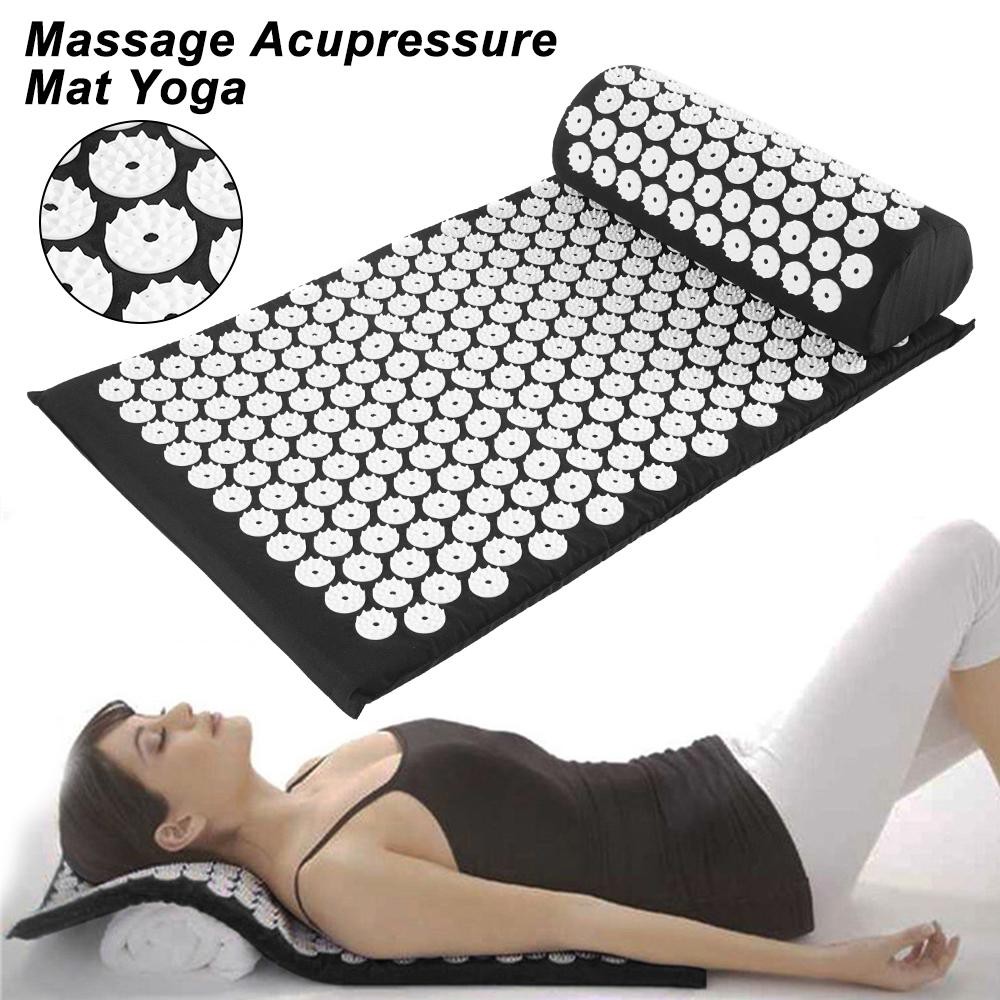 [HCM]Thảm châm cứu Massage Yoga - Bộ Đệm Massage Châm Cứu Giảm Stress Đau Lưng Đệm/Gối Châm Cứu Có Gai Thư Giãn Hoa Hồng