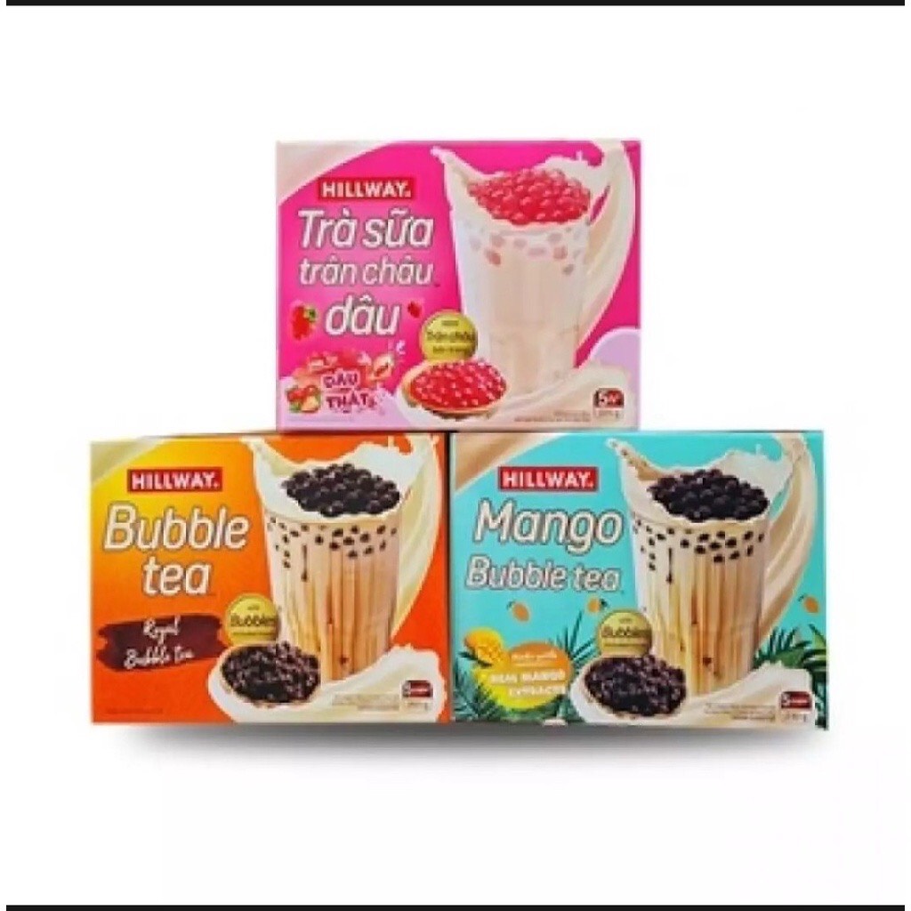 Trà sữa trân châu -hộp pha được 5 ly trà sữa trân châu hillway hộp 260g - giao mùi ngẫu nhiên