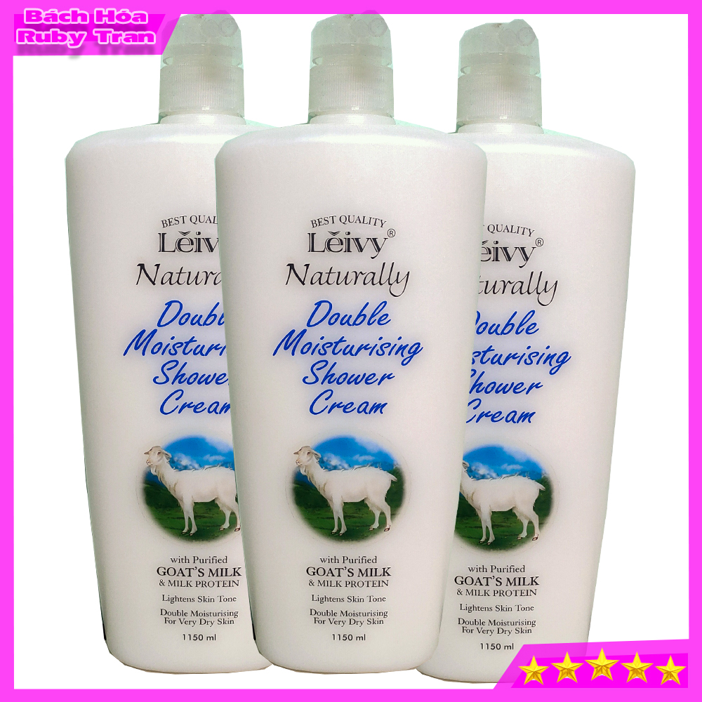 Sữa Tắm Dê Cao Cấp Leivy Naturally Double Moisturising Shower Cream Malaysia Chai 1150ml