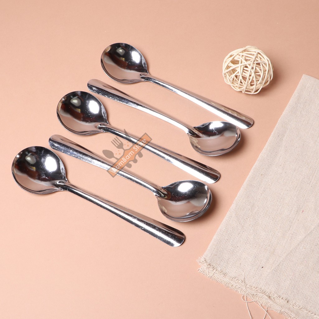 Bộ 4 muỗng soup tròn inox. Muỗng inox cao cấp