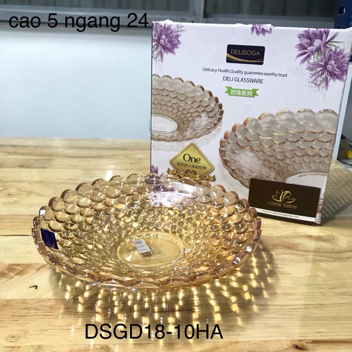 [HCM]Đĩa thủy tinh đáy sâu Deli hàng cao cấp dĩa đựng trái cây dĩa thủy tinh lớn cao cấp