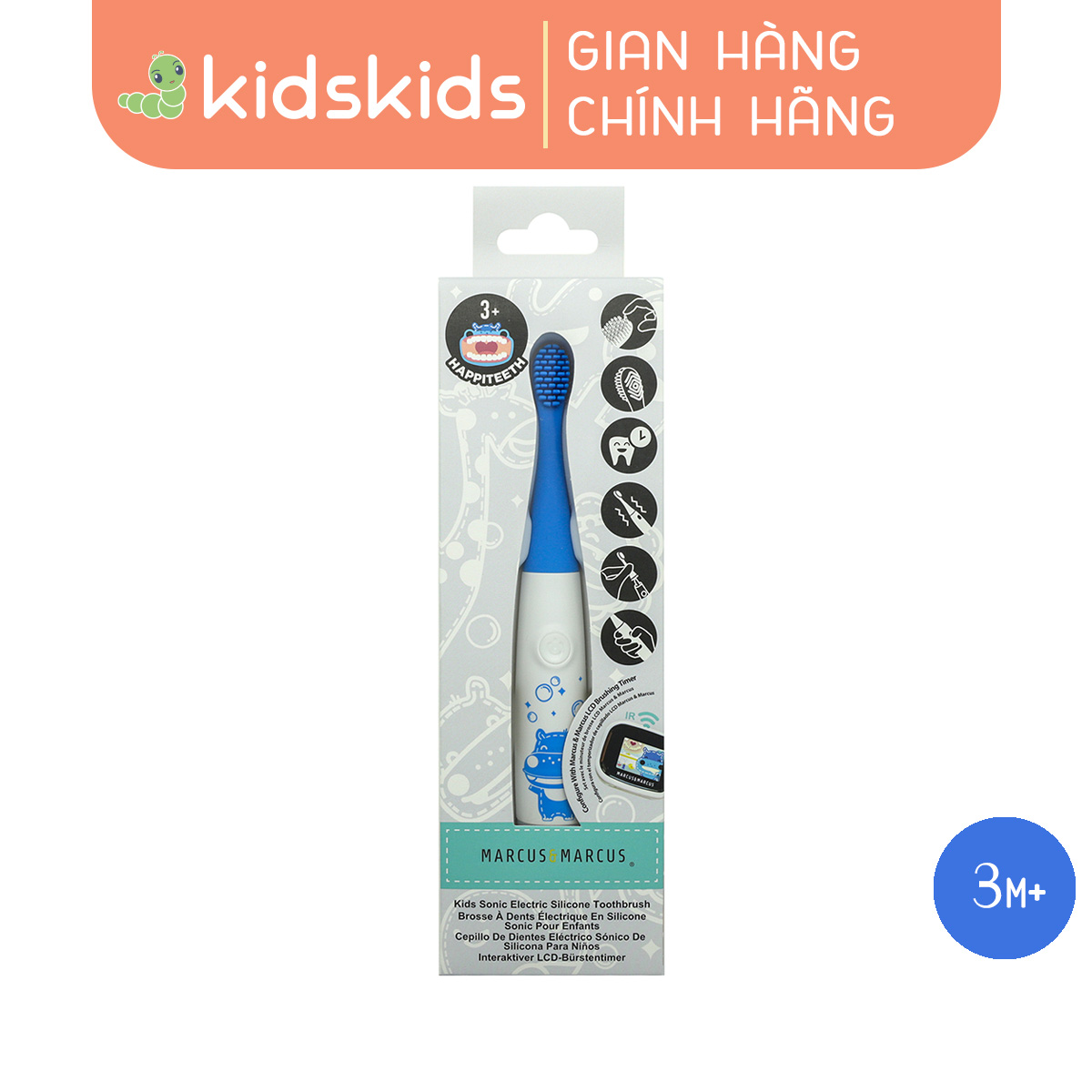 Bản Chải Đánh Răng Silicon Chạy Pin Cho Bé Marcus & Marcus, Từ 3 Tuổi - Lucas