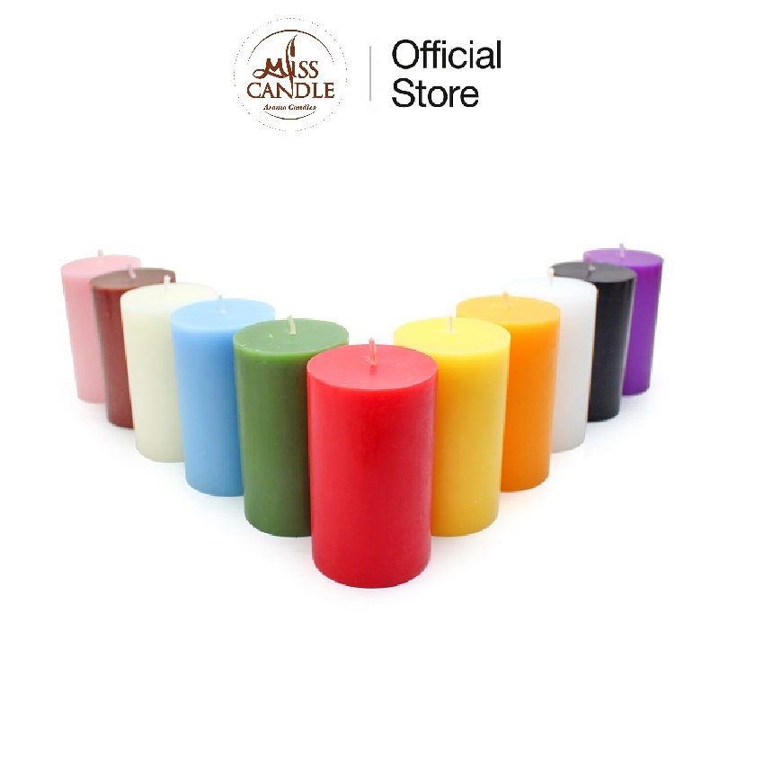 [11 màu] Nến trụ tròn không mùi D6H10 Miss Candle FTRAMART EDC0146 - tùy chọn nhiều màu sắc, đường kính 6 cm, cao 10 cm, dùng trang trí