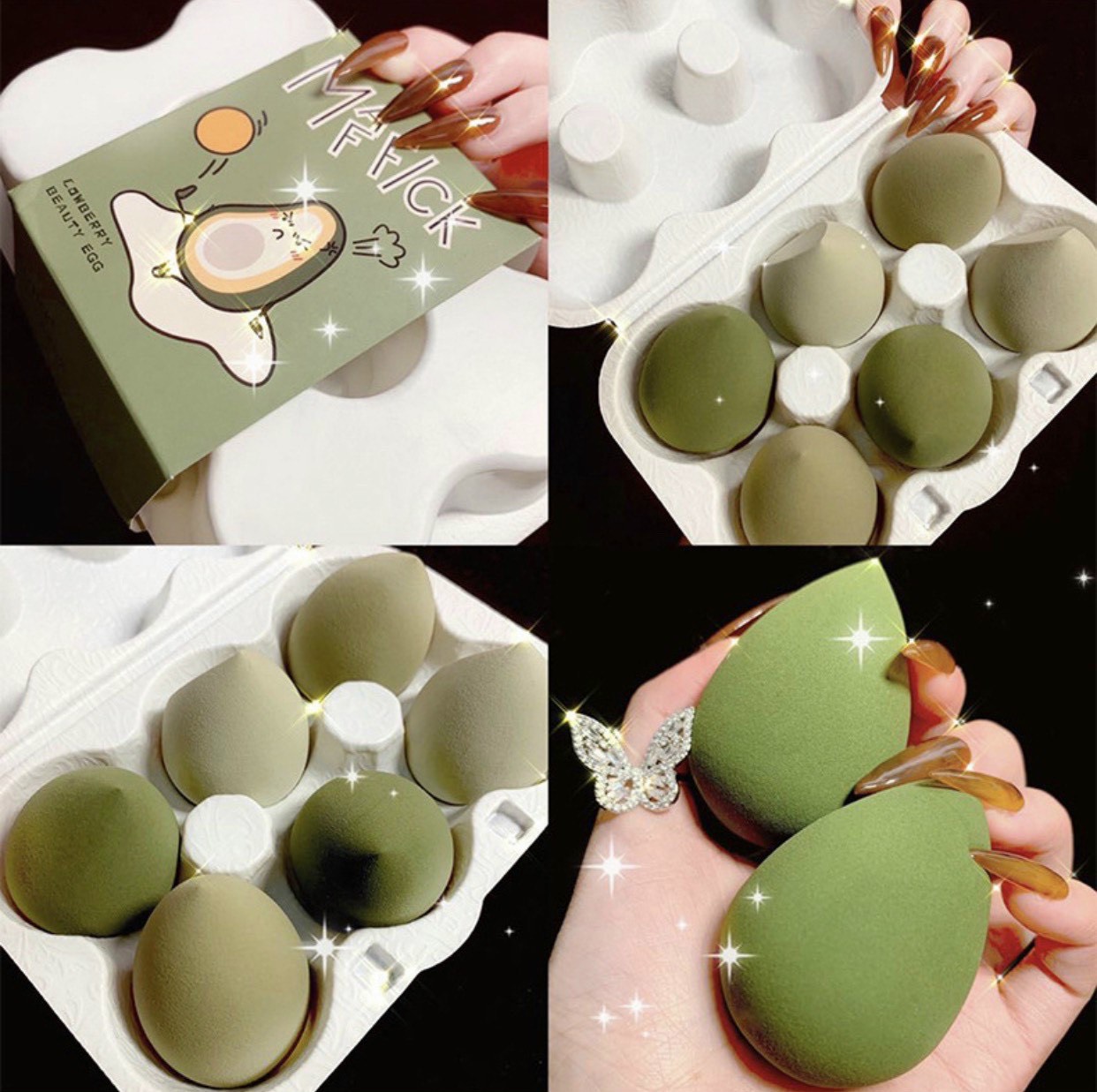 Bông phấn hồ lô maffick beauty egg 1 set 6 cái