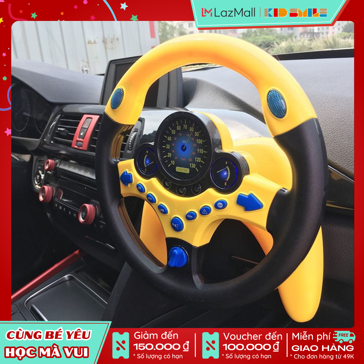 Đồ Chơi Trẻ Em Bộ Vô Lăng Có Hiệu Ứng Âm Thanh, Ánh Sáng, Xoay 360 Độ Gắn Lên Ô Tô Và Mặt Phẳng Cho Trẻ Từ 1 Đến 5 Tuổi