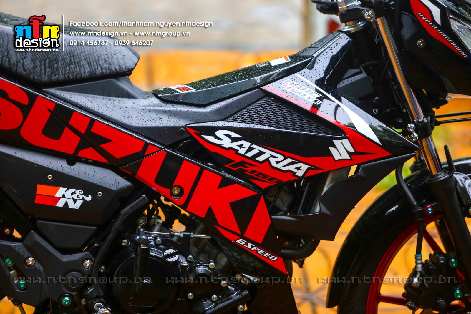 Tem Rời Dán Xe Raider FI Mẫu Đỏ Đen Chữ Suzuki Cực Chất, Hàng 3 Lớp Chất Lượng Cao