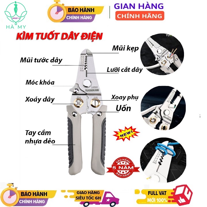 Kìm tuốt dây điện đa năng tự động kìm tuốt dây điện đa năng 9 in 1 giá rẻ