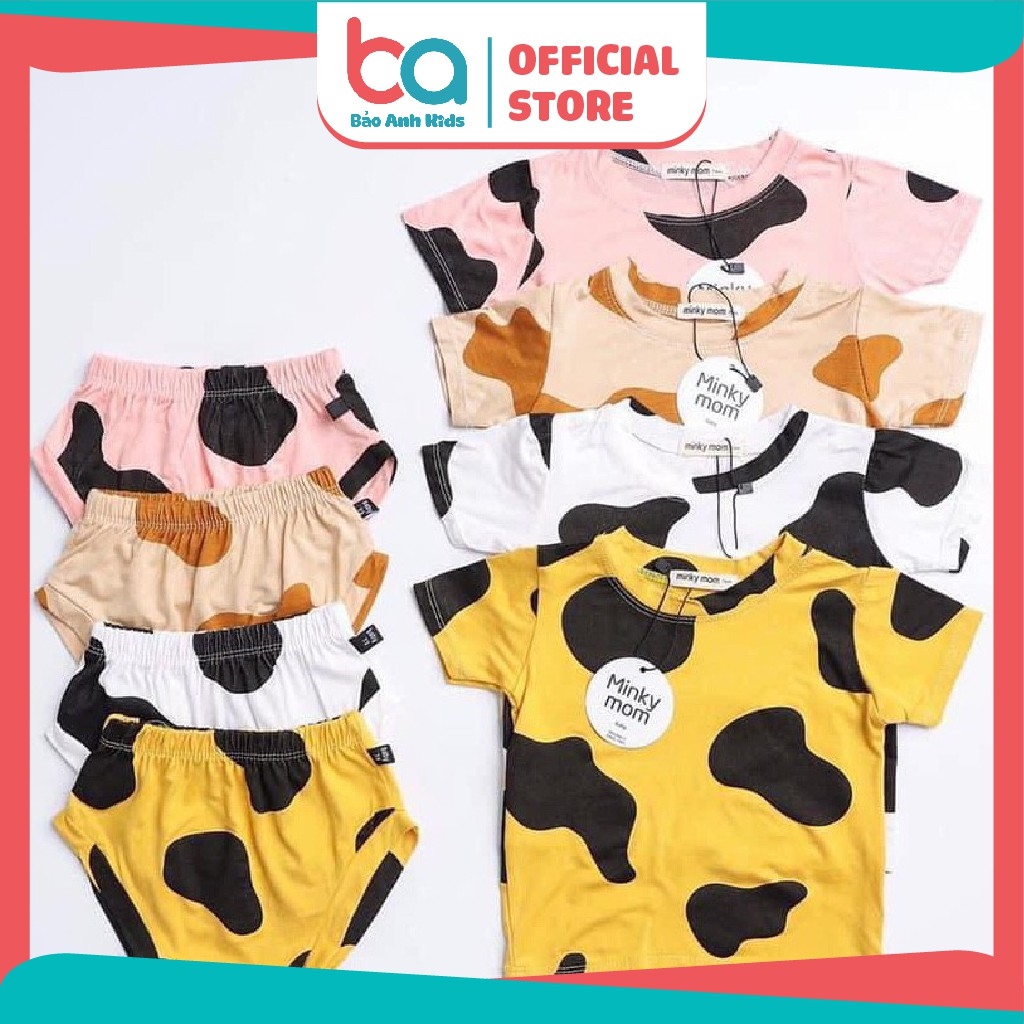 ✓  Bộ Chip In Bò Sữa Hot Trend Cho Bé Trai Bé Gái Minky Mom - Chất Thun Lạnh Co Giãn Tốt Mềm Mịn