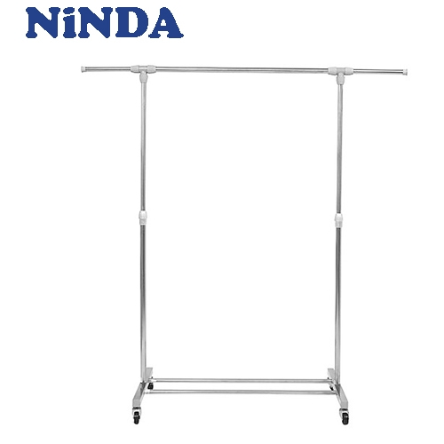 Giá phơi quần áo đơn Inox NiNDA RD117 cao cấp có bánh xe