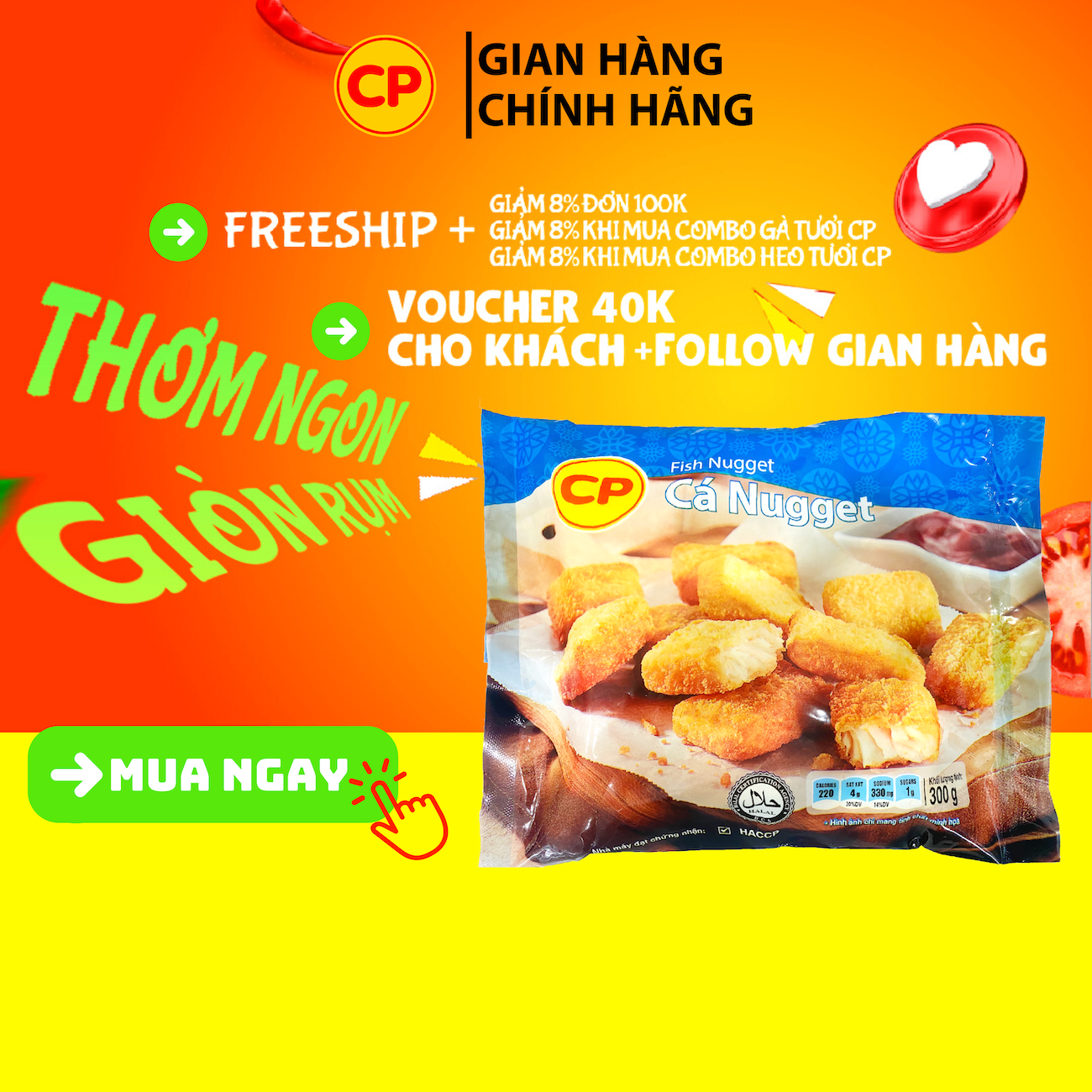 Cá nugget chiên giòn cp 300g - cá rán giá rẻ