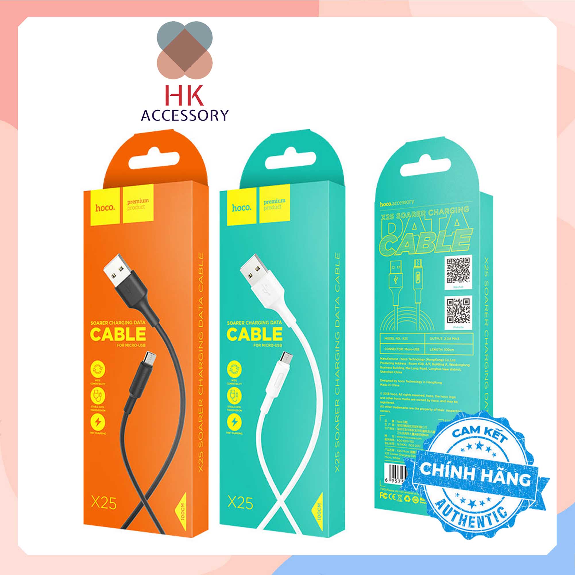 Cáp sạc Hoco X25 chuẩn Micro USB Hàng chính hãng