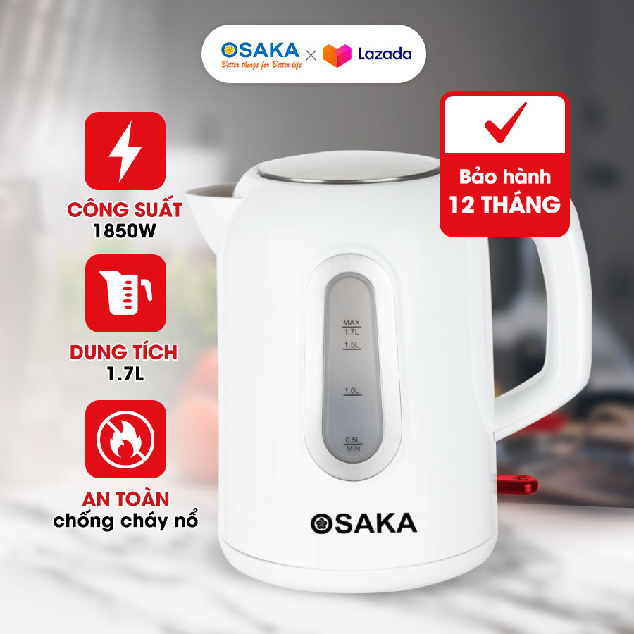 Bình đun siêu tốc 1.7 L OSAKA KT179 (Trắng)