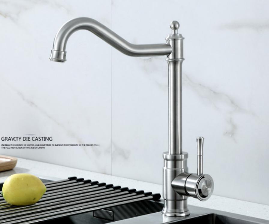 Vòi rửa bát nóng lạnh cao cấp màu bạc sáng - Inox 304 MS2