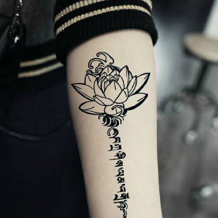 HÌNH XĂM DÁN TATOO HOA SEN PHẬT KÍCH THƯỚC 15 x 21 CM, 100% NHƯ XĂM THẬT