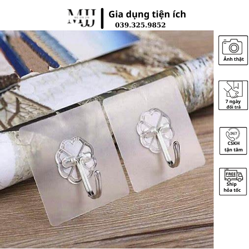Combo 5 Miếng dán tường trong suốt chịu lực siêu chắc, siêu dính có móc treo
