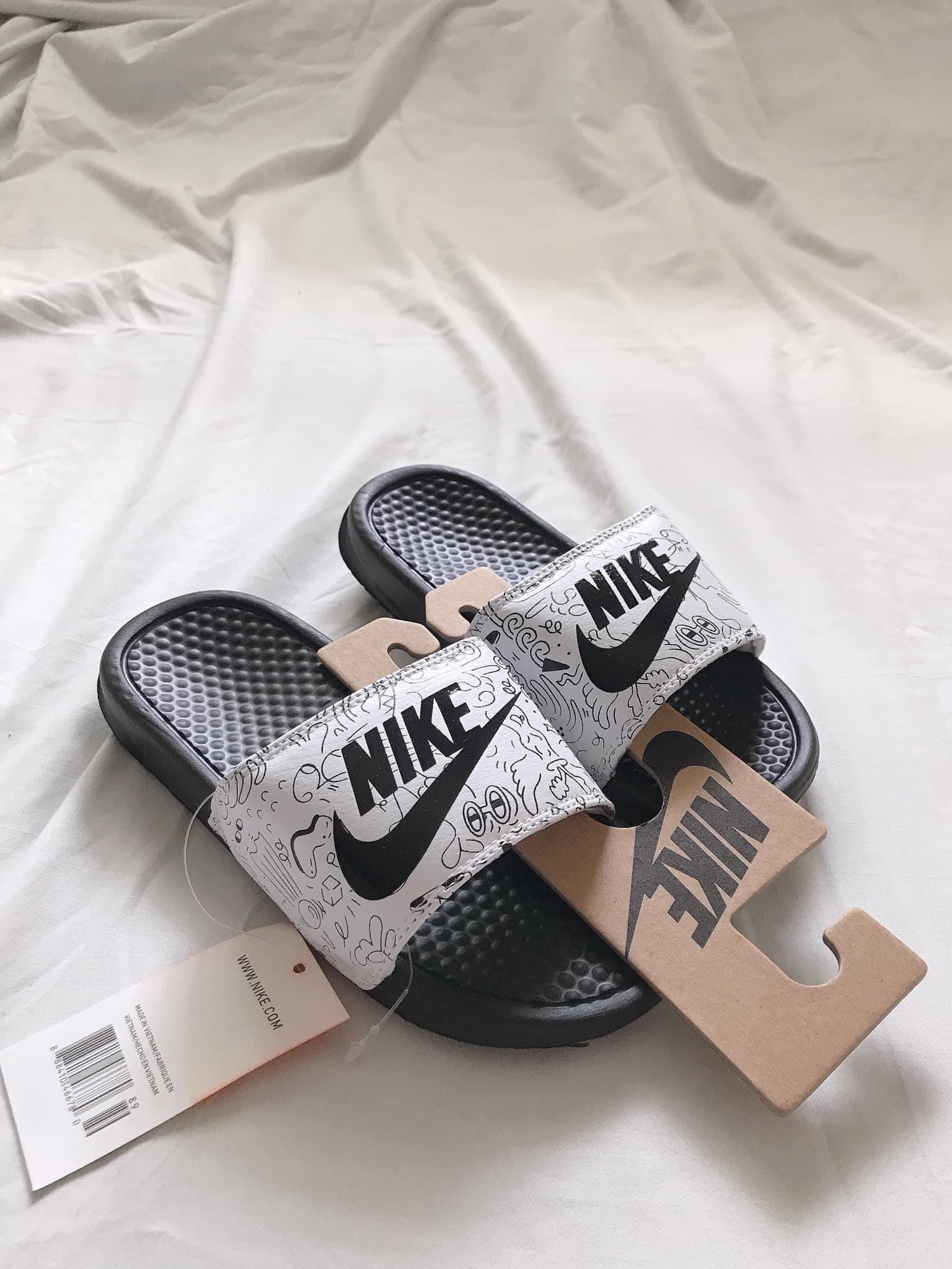 Dép nike benassi JDI camo tông trắng đen cổ điển tặng box