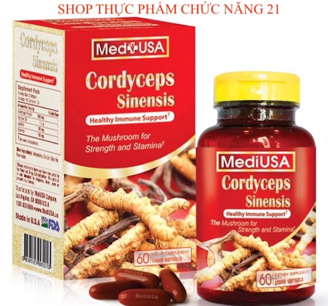 ĐÔNG TRÙNG HẠ THẢO MediUSA Cordyceps Sinensis - Bổ Phổi, Bổ Thận, Phục hồi tổn thương phổi hậu Covid.