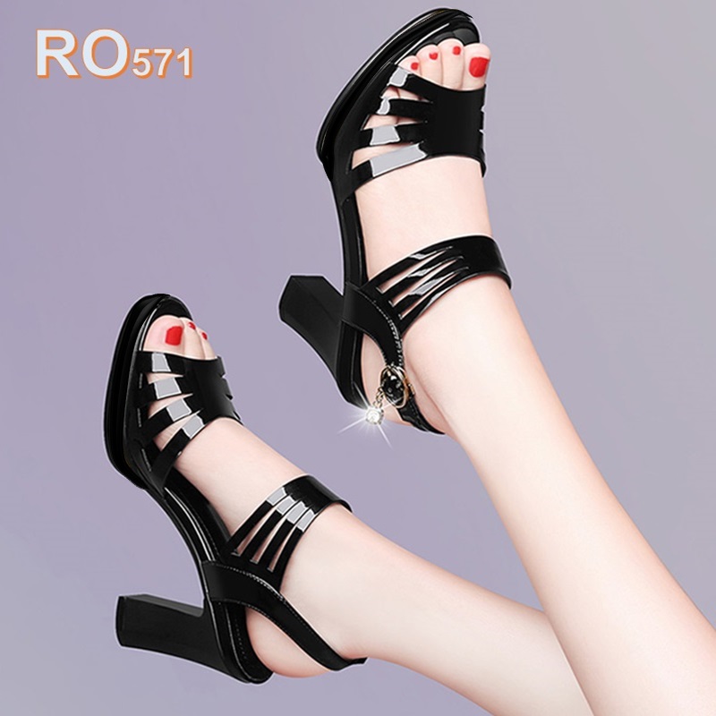 Giày sandal cao gót nữ 8cm đế đúp 3cm giày sandal nữ hàng hiệu Rosata da PU loại 1 RO571