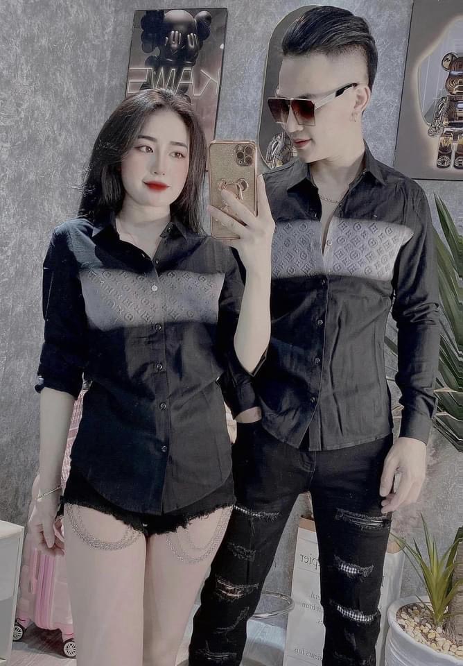 Áo sơ mi nam nữ tay dài , mẫu áo cặp 2023