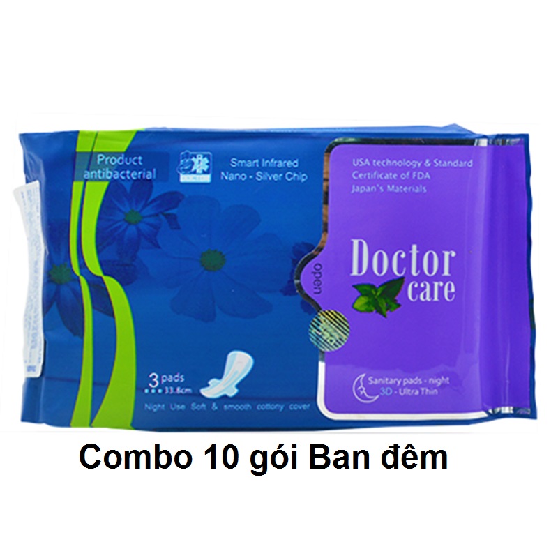 Combo 10 gói băng vệ sinh Doctor care Ban đêm 3 miếng