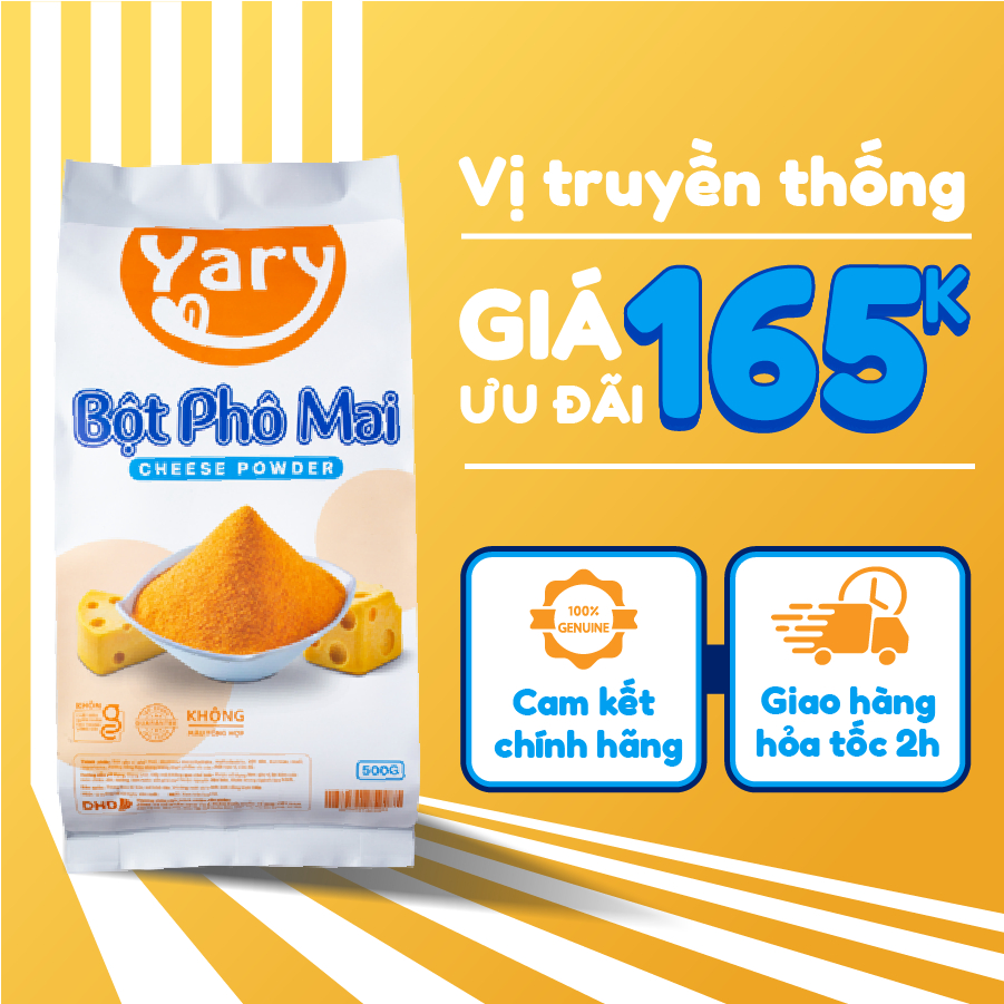 Bột phô mai yary 1kg, bột phô mai lắc khoai tây, gà rán, bắp rang, làm topping trà sữa, làm bánh, làm thạch