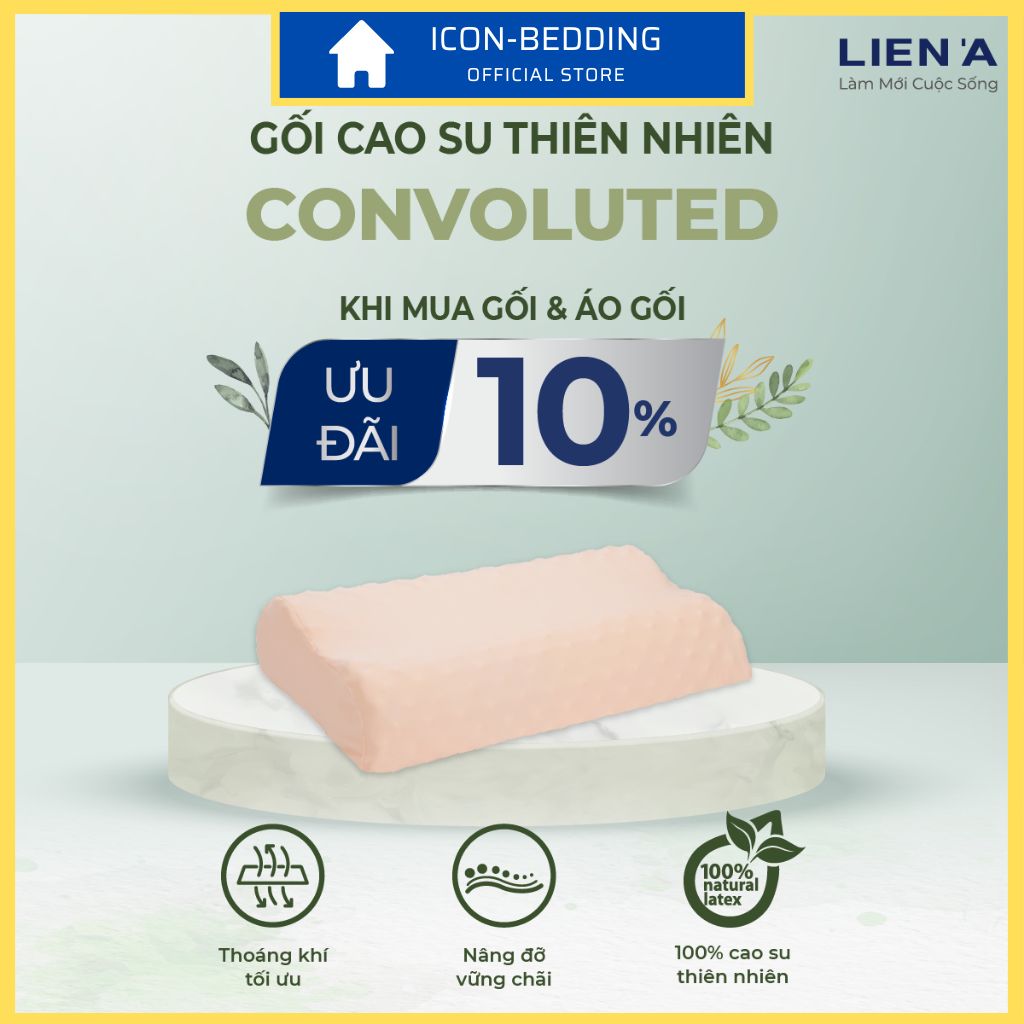 Gối cao su massage convoluted liên á, giảm đau mỏi vai gáy - chính hãng by icon-bedding