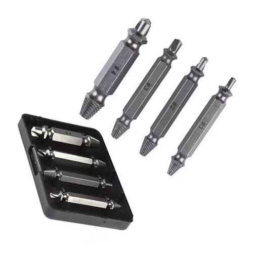 Bộ 4 mũi khoan tháo đinh ốc đầu thép - mũi khoan mở ốc - dụng cụ mở ốc tè ốc hư - 4 mui khoan tao oc hu oc te