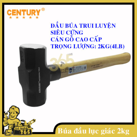 Búa tạ 2 kg hai đầu lục giác century - sd-bt-20