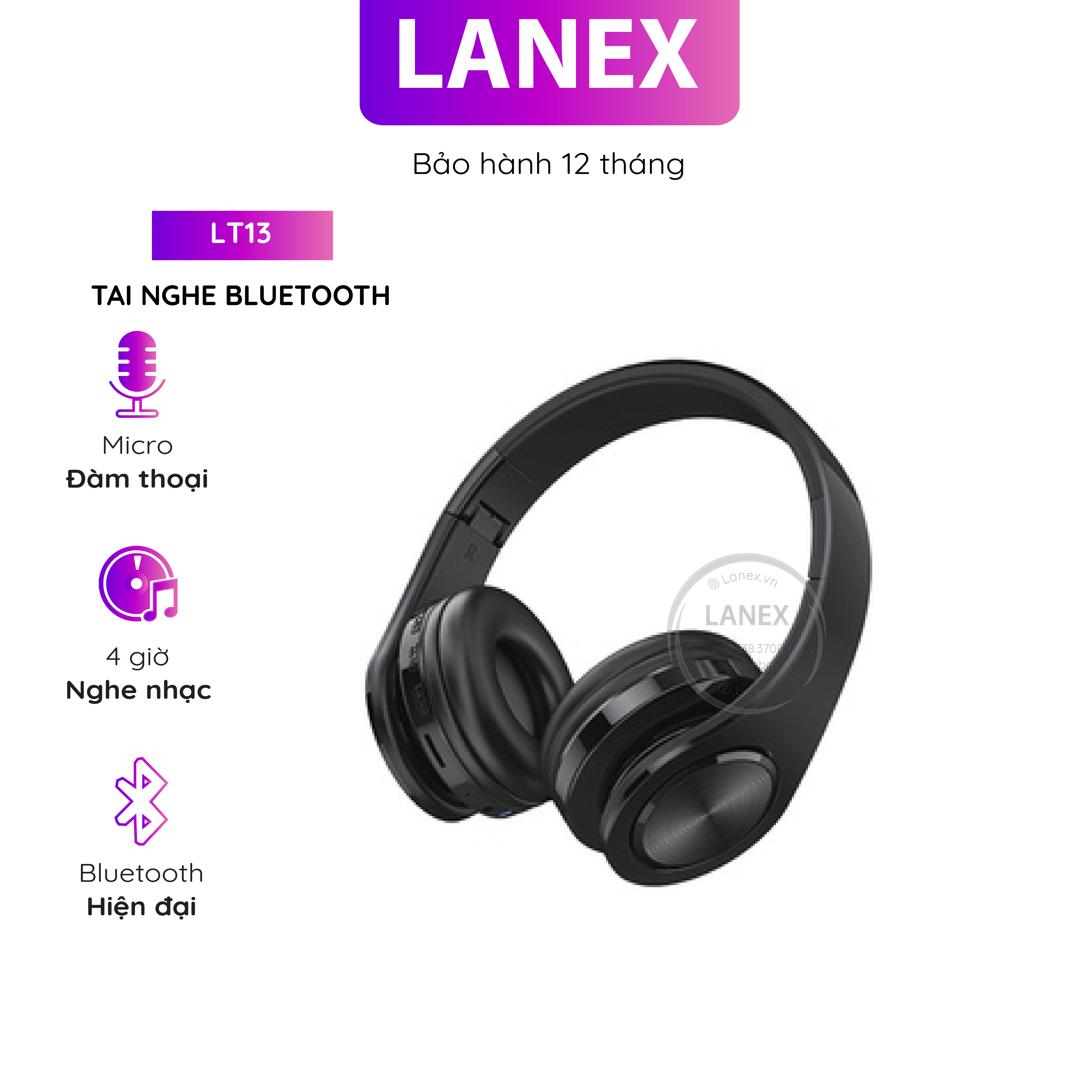 Tai nghe bluetooth lanex lt13 headphone v5.0 có mic