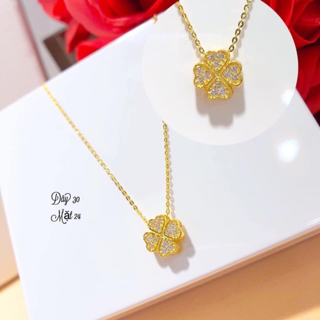 Dây chuyền cỏ 4 lá vàng tây may mắn