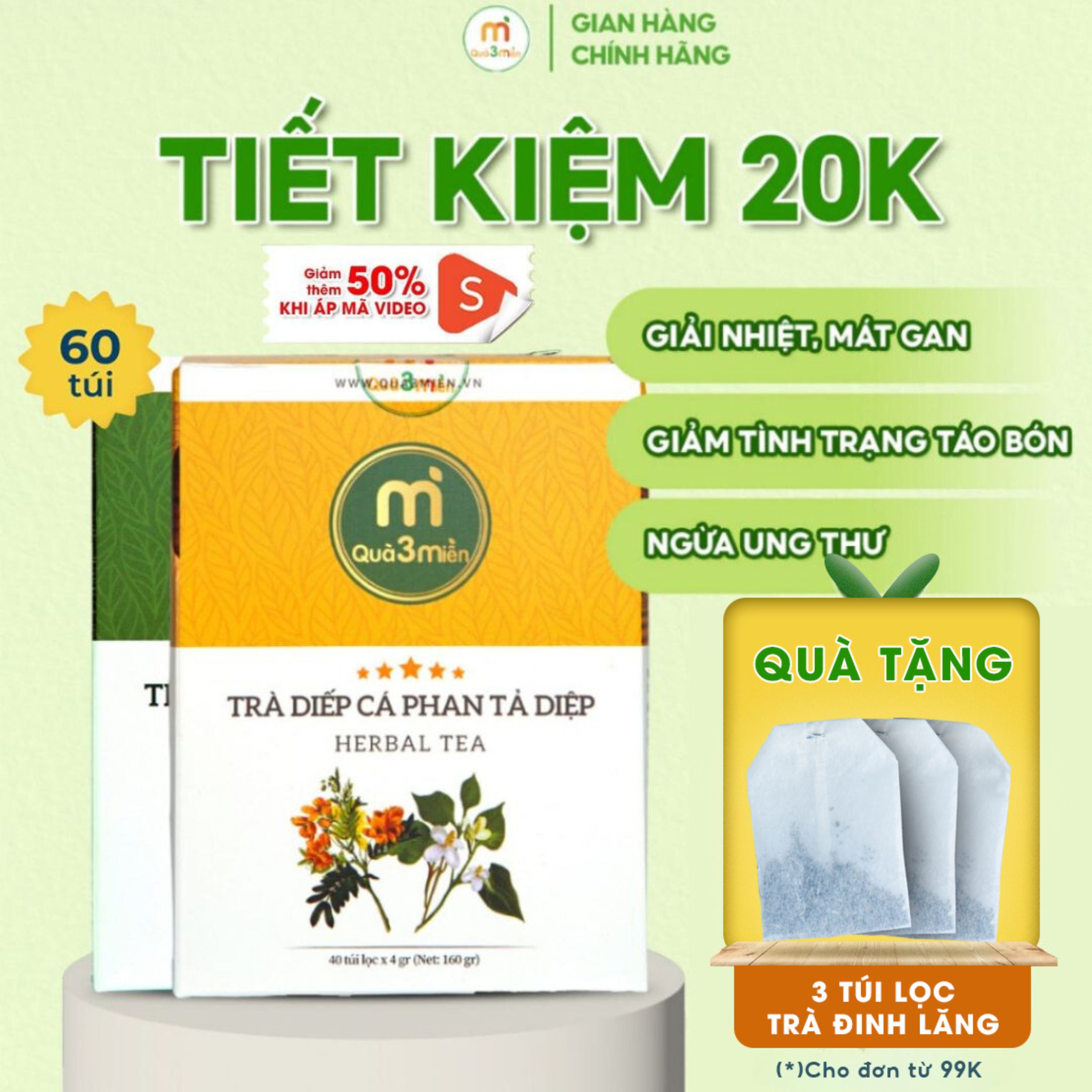 Combo Trà Cà Gai Leo Xạ Đen và Trà Diếp Cá Phan Tả Diệp giải độc gan, giảm nóng trong, táo bón, nhuận tràng