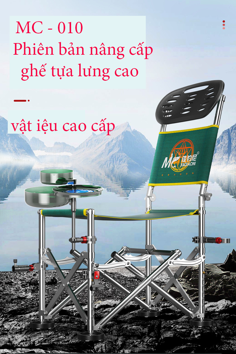 Ghế câu đài địa hình cao cấp , hàng chính hãng MC jiandiaoni , chất liệu khung inox 304 chống rỉ tuyệt đối , gấp gọn siêu tiện dụng [trọng lượng chỉ từ 2,8kg]