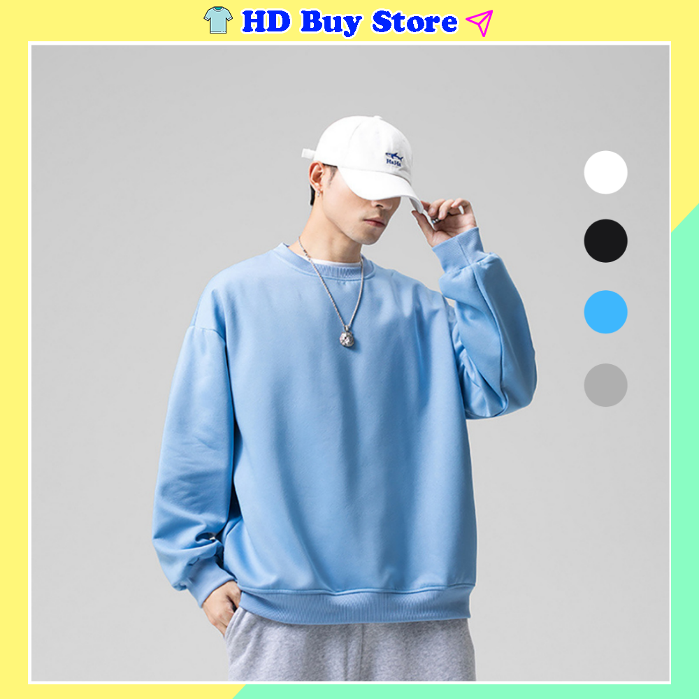 Áo Sweater nam nữ unisex cổ tròn trơn basic thời trang phong cách Hàn Quốc dễ phối đồ