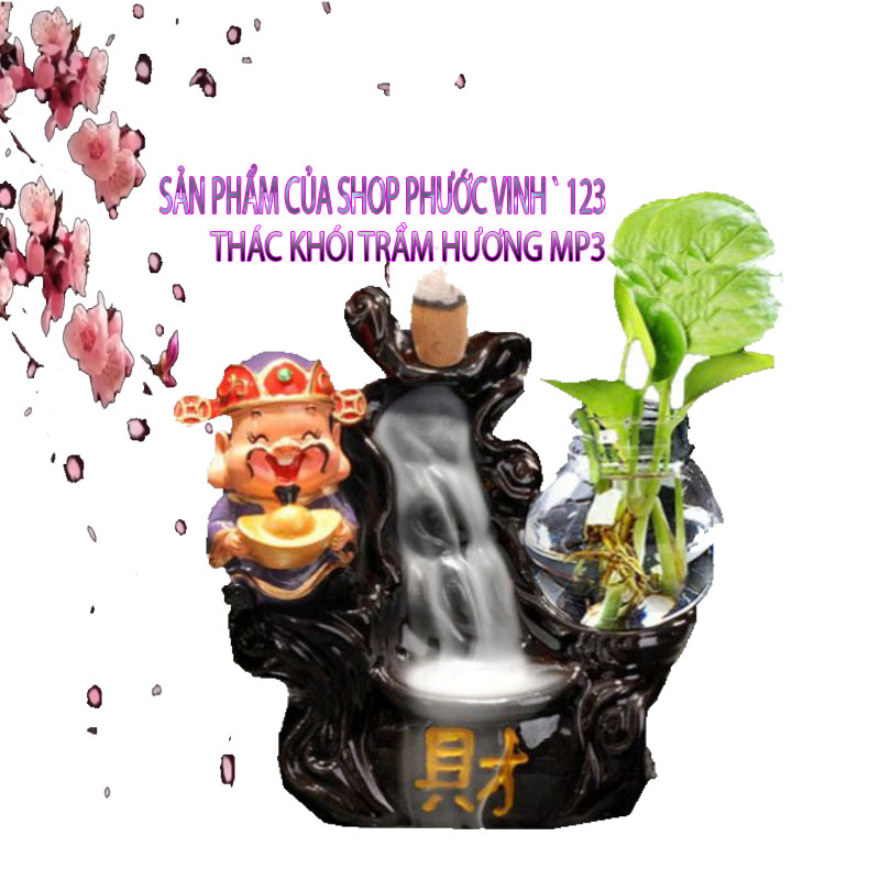 Thác khói trầm hương thần tài tặng 5 nụ trầm