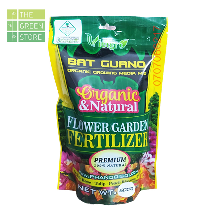 Phân dơi hữu cơ nguyên chất nhập khẩu Indonesia Bat Guano (500g) cho hoa lan, hoa hồng, mai vàng, cây cảnh, rau màu, cây ăn trái