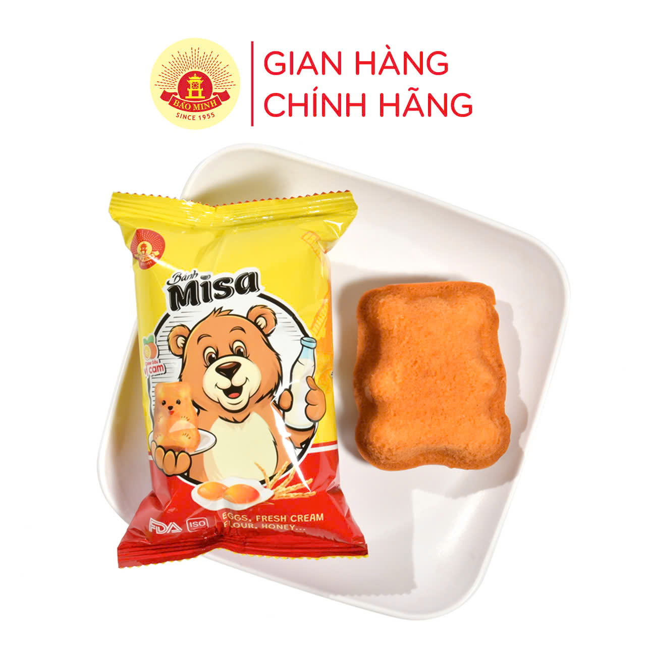 Combo bánh Misa (Cake gấu Vị cam) Bảo Minh 28gr mua 10 tặng 1