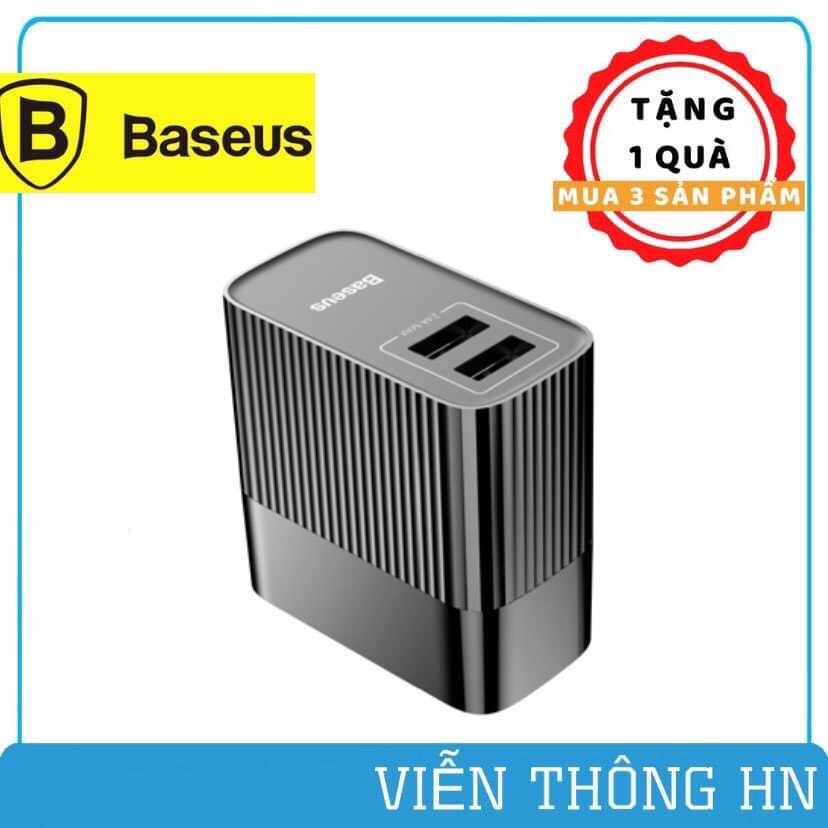 Củ sạc nhanh 2 cổng chân gập baseus qc 3.0 - Cốc sạc cục sạc chống cháy nổ cho iphone samsung...vv