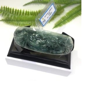 [HCM]Xưởng sản xuất đá tự nhiên G. F. H-- Vòng cẩm thạch tự nhiên khắc hoa sen sang trọng -55.10mm 60mm