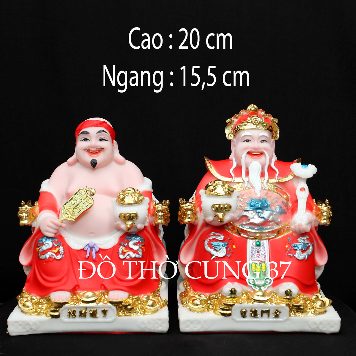 Tượng thần tài thổ địa màu đỏ [ bột đá + composite