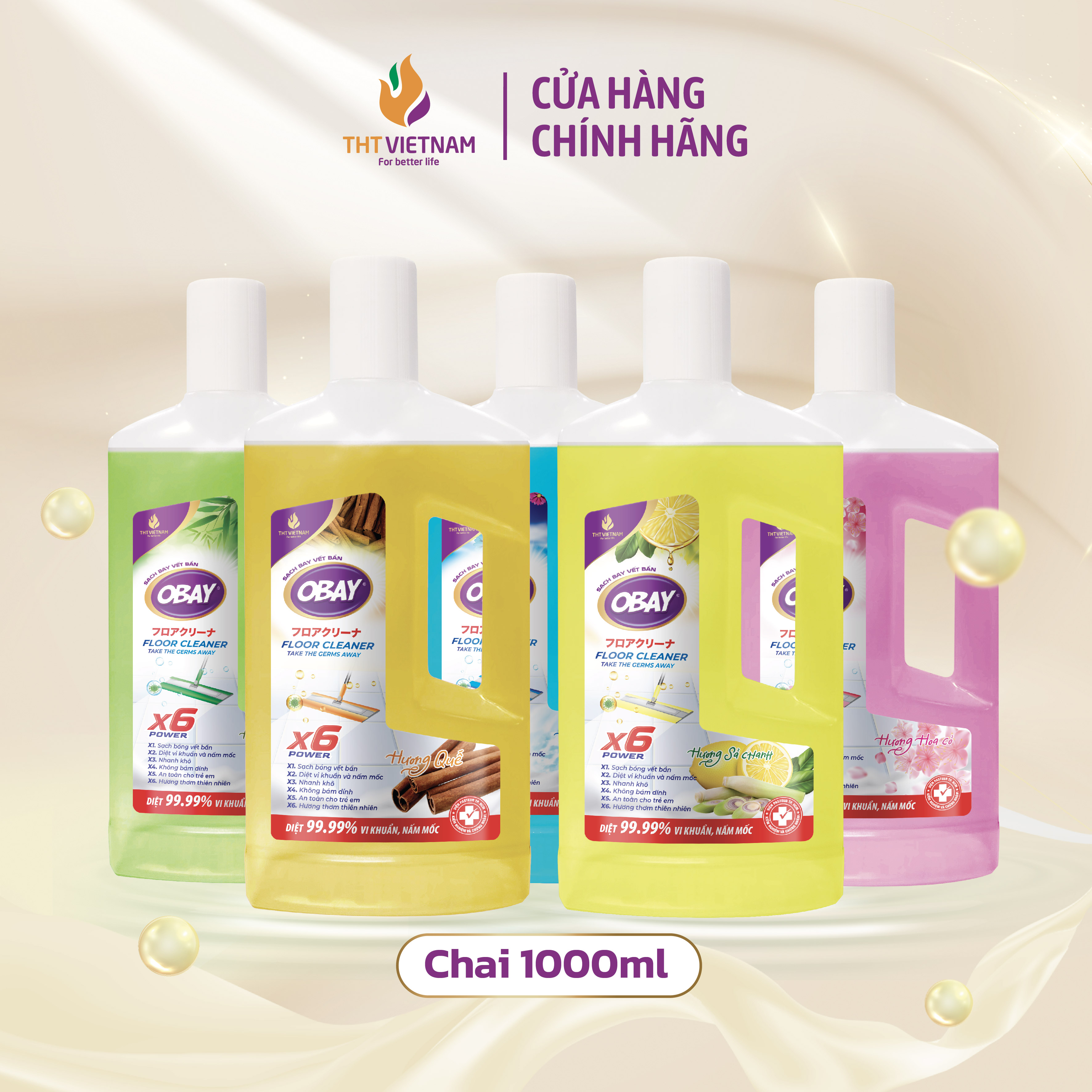 Nước lau sàn đậm đặc Obay 1000ml - Hương thiên nhiên tươi mát