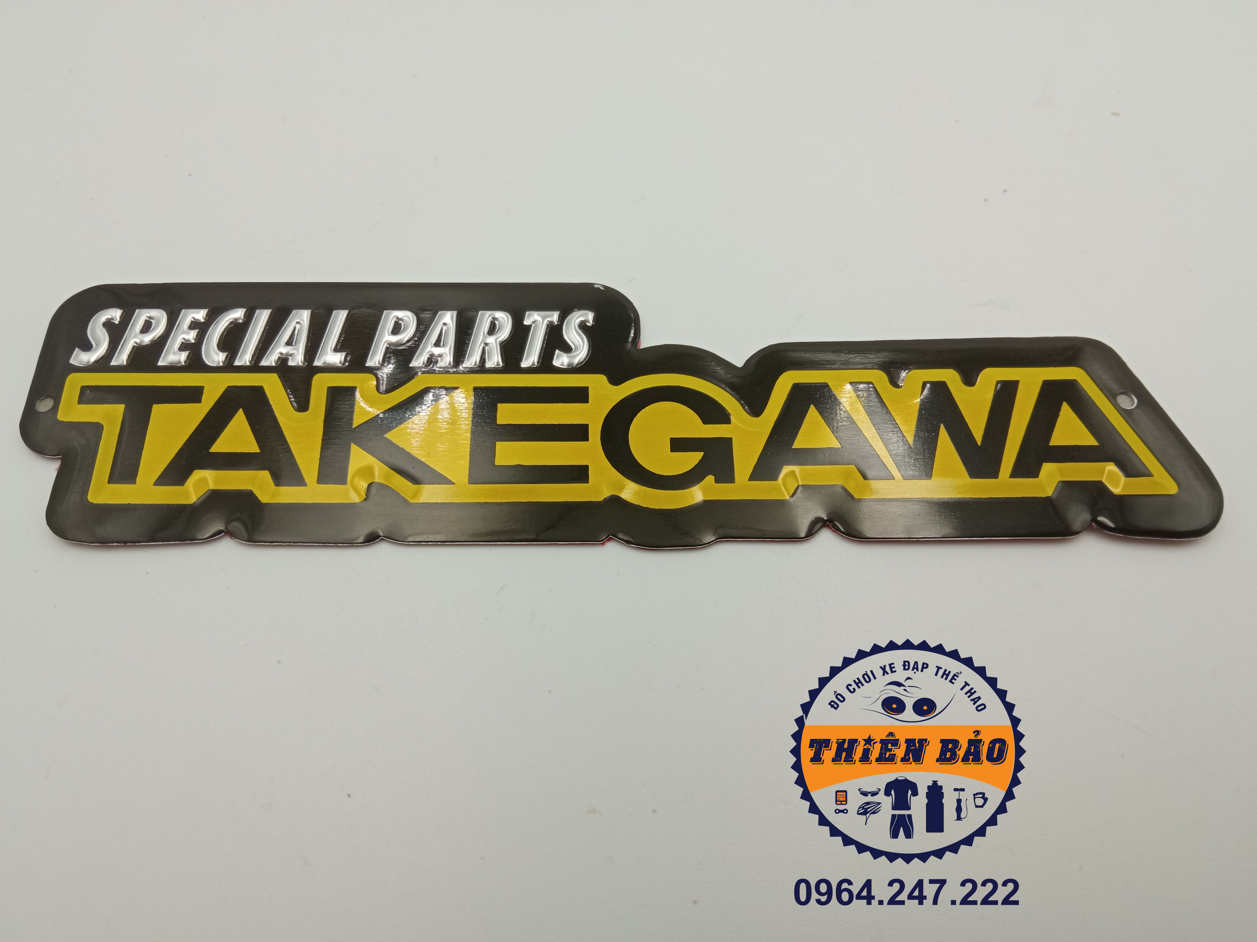 Tem nhôm dán xe Takegawa, decal phuộc, tem dán Special Parts dài nền đen #57
