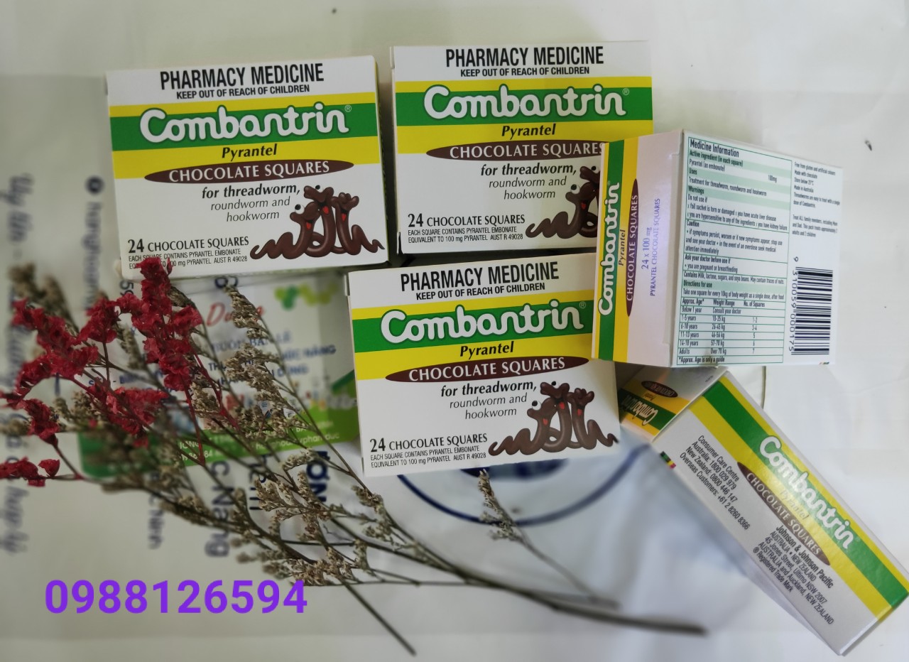 Kẹo socola tẩy giun Combantrin Chocolate Squares 24 của Úc