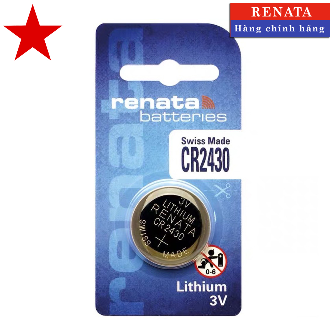 Pin cr2430 renata lithium 3v chính hãng vỉ 1 viên made in swiss