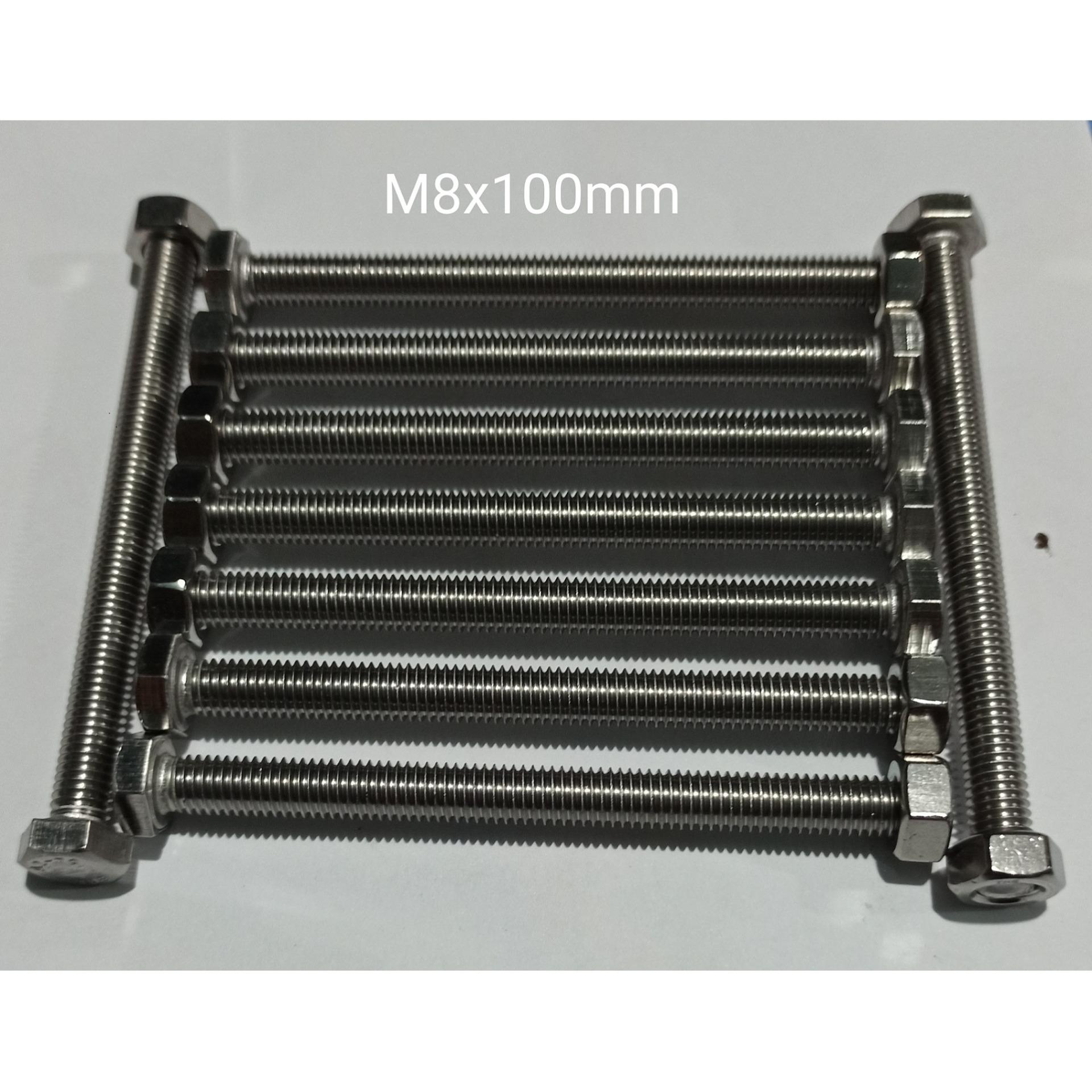 M8x100mm INOX 304 COMBO 10 Bu Long Con Tán 8mm INOX Chống Gỉ, 8 Li Dài 1 Tấc chống gĩ