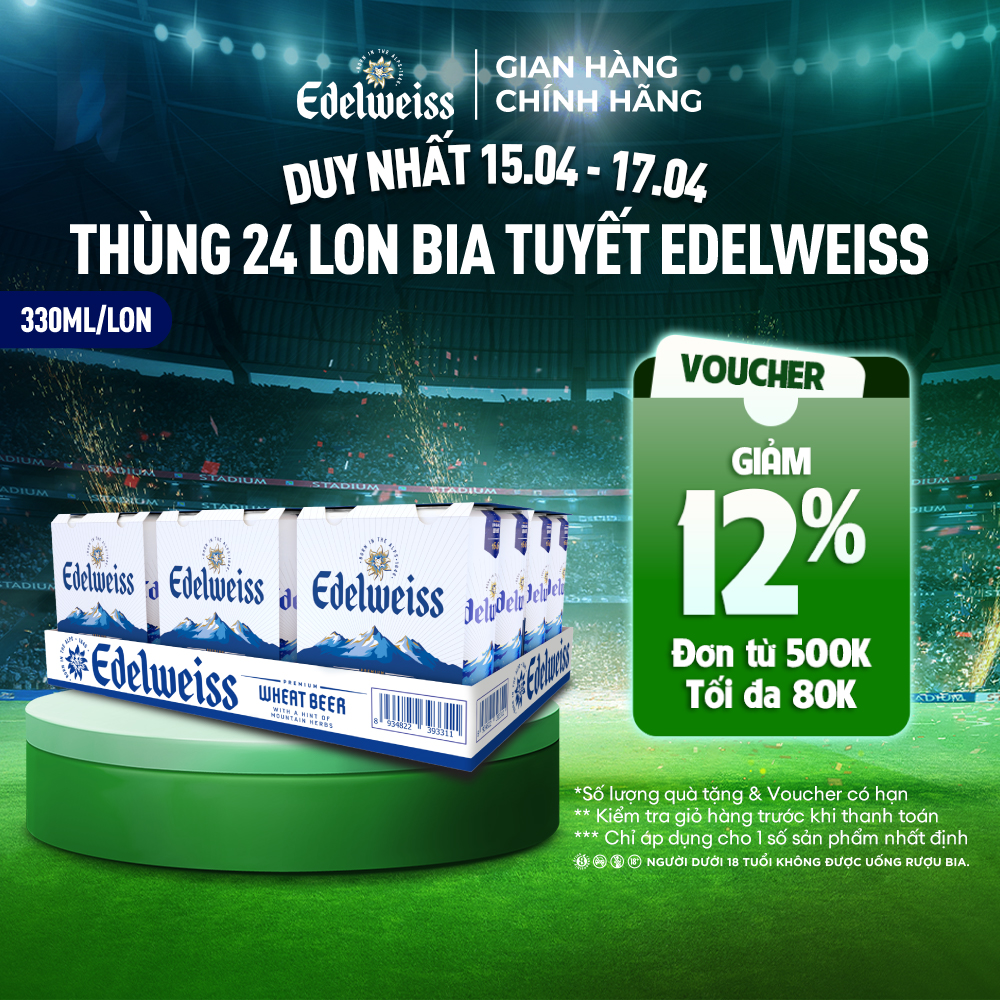 Thùng 24 lon Bia Tuyết - Edelweiss 330ml/lon