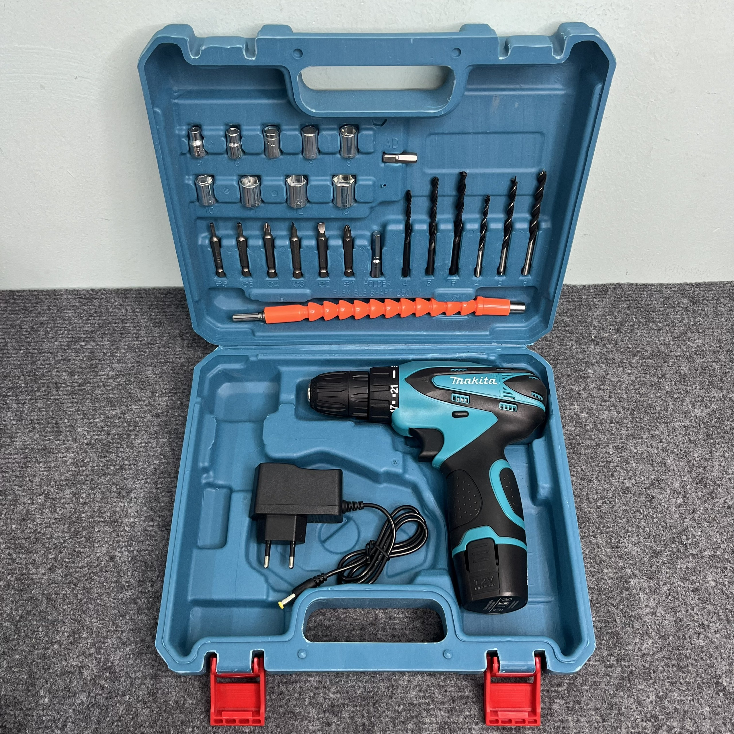 Máy khoan pin 12v makita bộ 1 pin tặng hộp phụ kiện đầy đủ máy khoan vặn ốc vít khoan sắt gỗ tôn