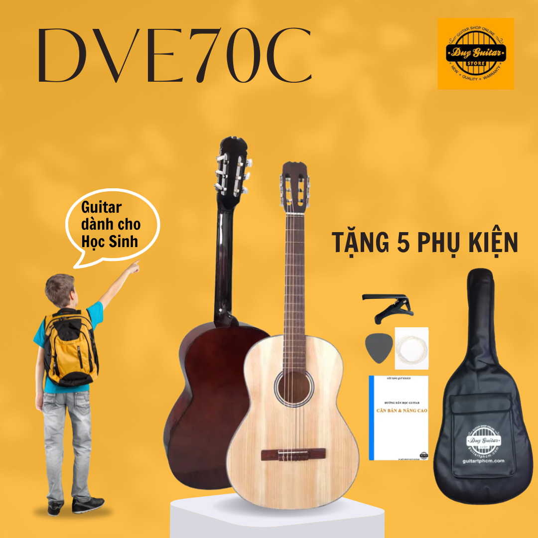 Đàn guitar classic Duy Guitar Store DVE70C dành cho người mới tập chọn đàn phù hợp